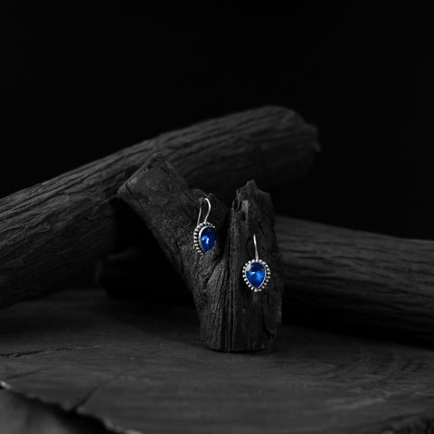 Blue - saanjh bela stone oxidised drop earrings