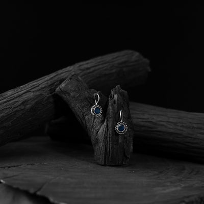 Blue - saanjh bela sun oxidised drop earrings - handcrafted