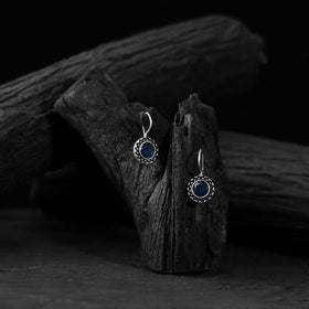 Blue - saanjh bela sun oxidised drop earrings - handcrafted