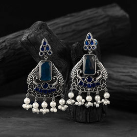 Blue - saanjh bela swan oxidised earrings - handcrafted