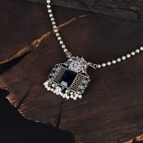 Blue - saanjh saaj classic german silver necklace set 43