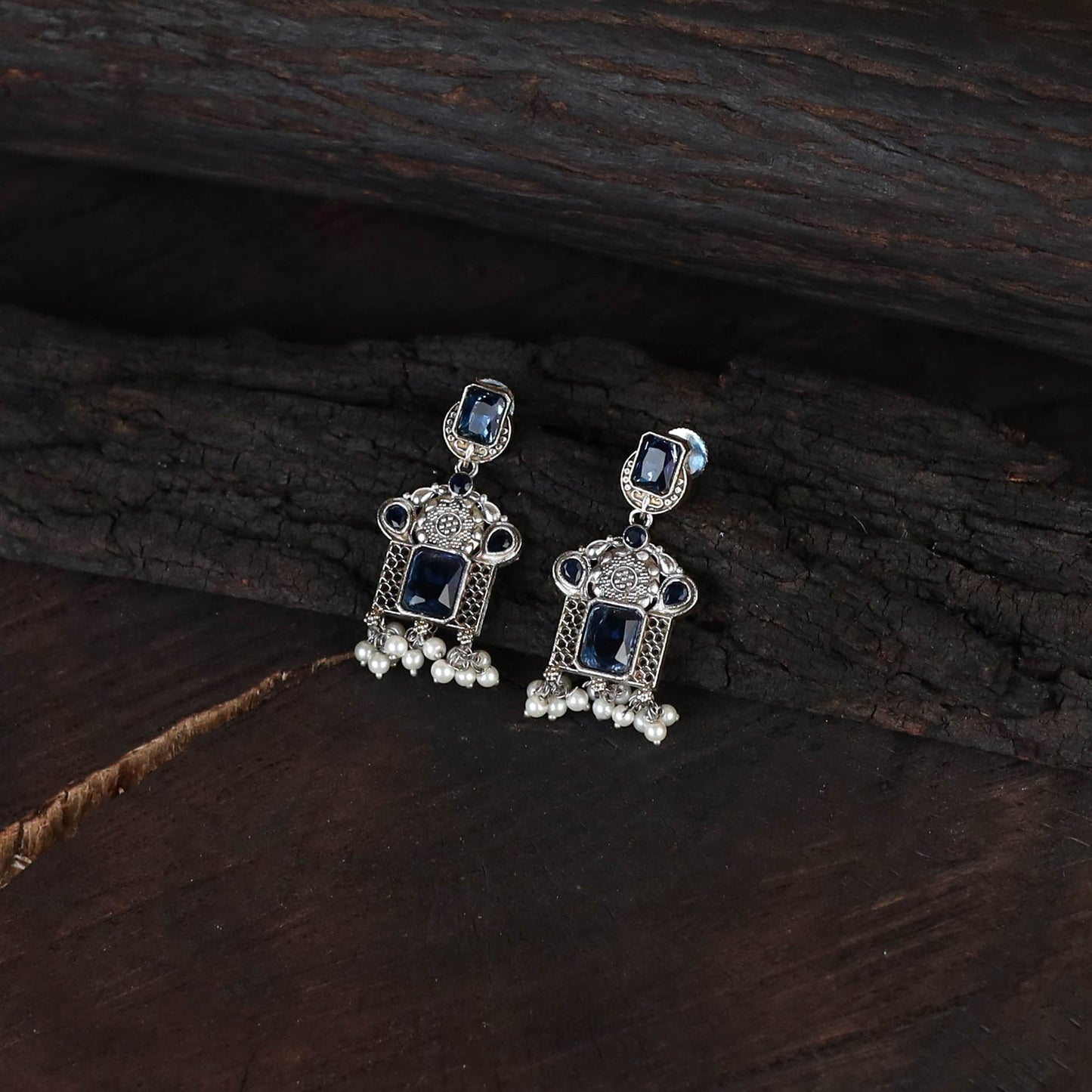 Blue - saanjh saaj classic german silver necklace set 43