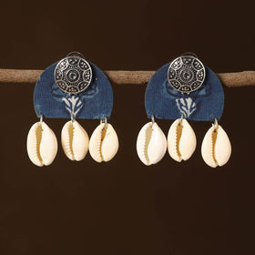 Blue - saira fabart shell work earrings - handcrafted