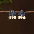 Blue - saira fabart shell work earrings - handcrafted