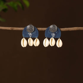 Blue - saira fabart shell work earrings - handcrafted