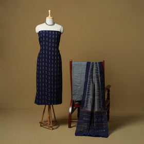 Blue - sambalpuri ikat handloom cotton 3pc unstitched dress