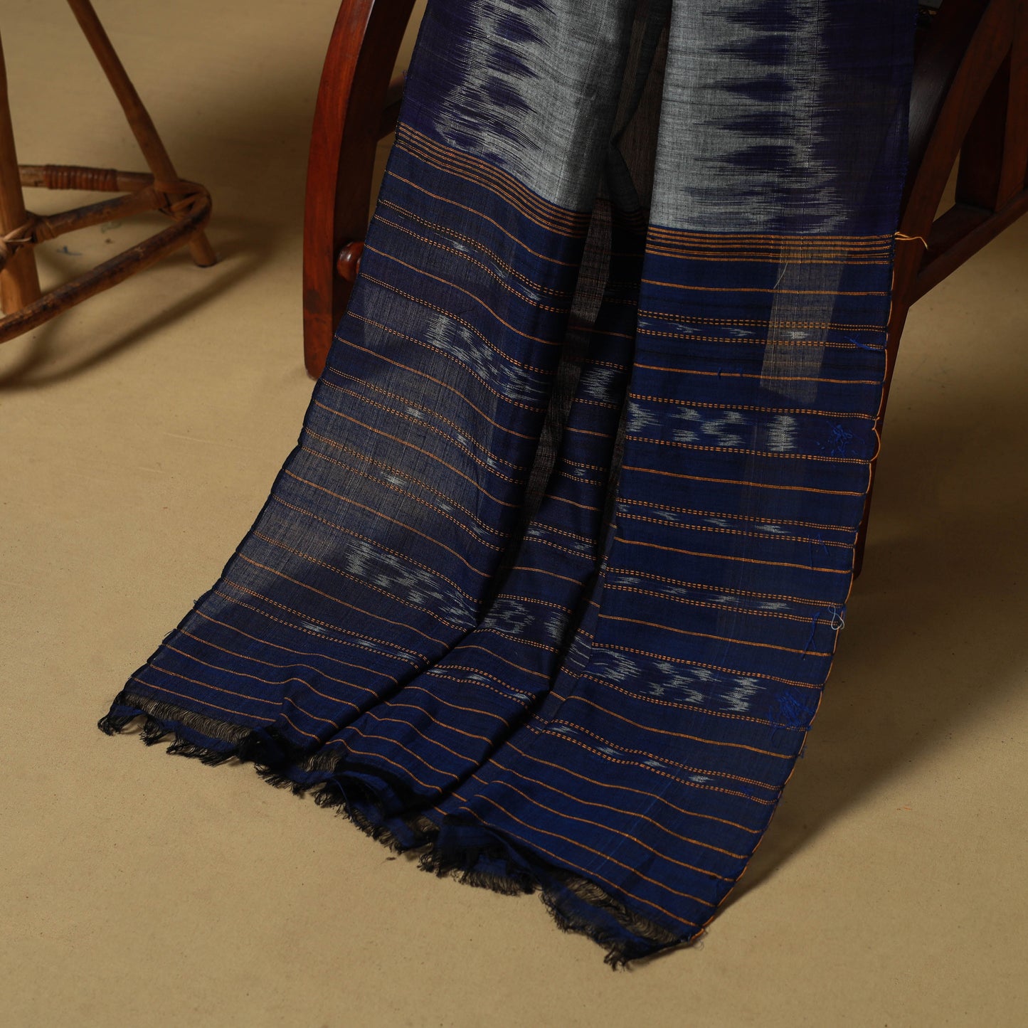 Blue - sambalpuri ikat handloom cotton 3pc unstitched dress