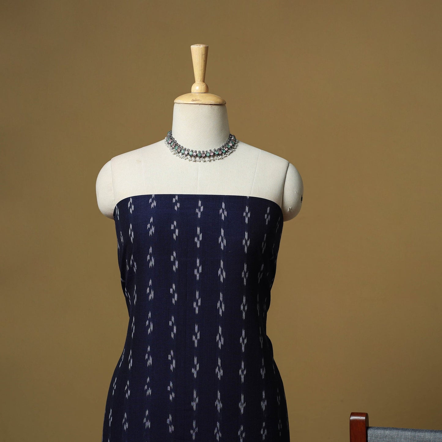 Blue - sambalpuri ikat handloom cotton 3pc unstitched dress