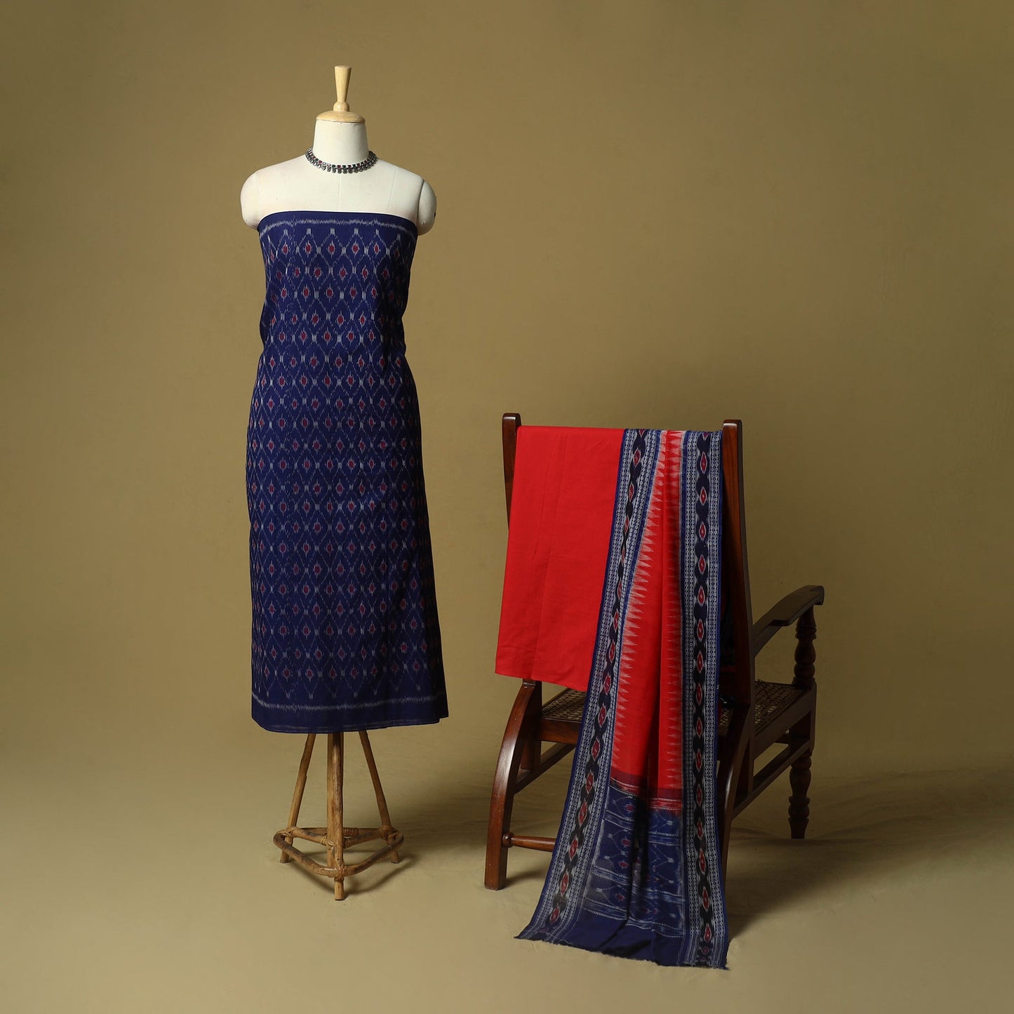 Sambalpuri ikat handloom cotton 3pc unstitched dress