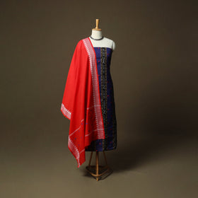 Sambalpuri ikat handloom embroidered cotton 3pc unstitched