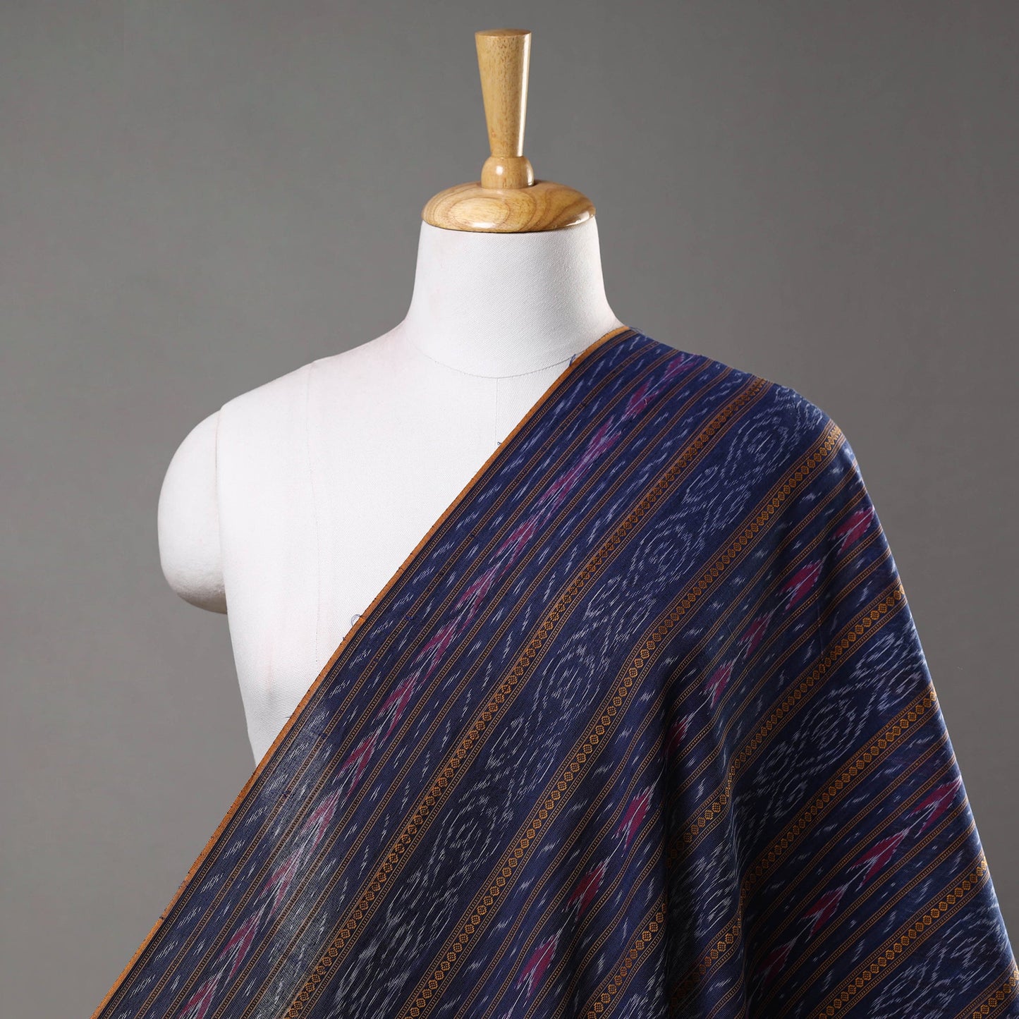 Blue - sambalpuri ikat weaving cotton fabric - handcrafted