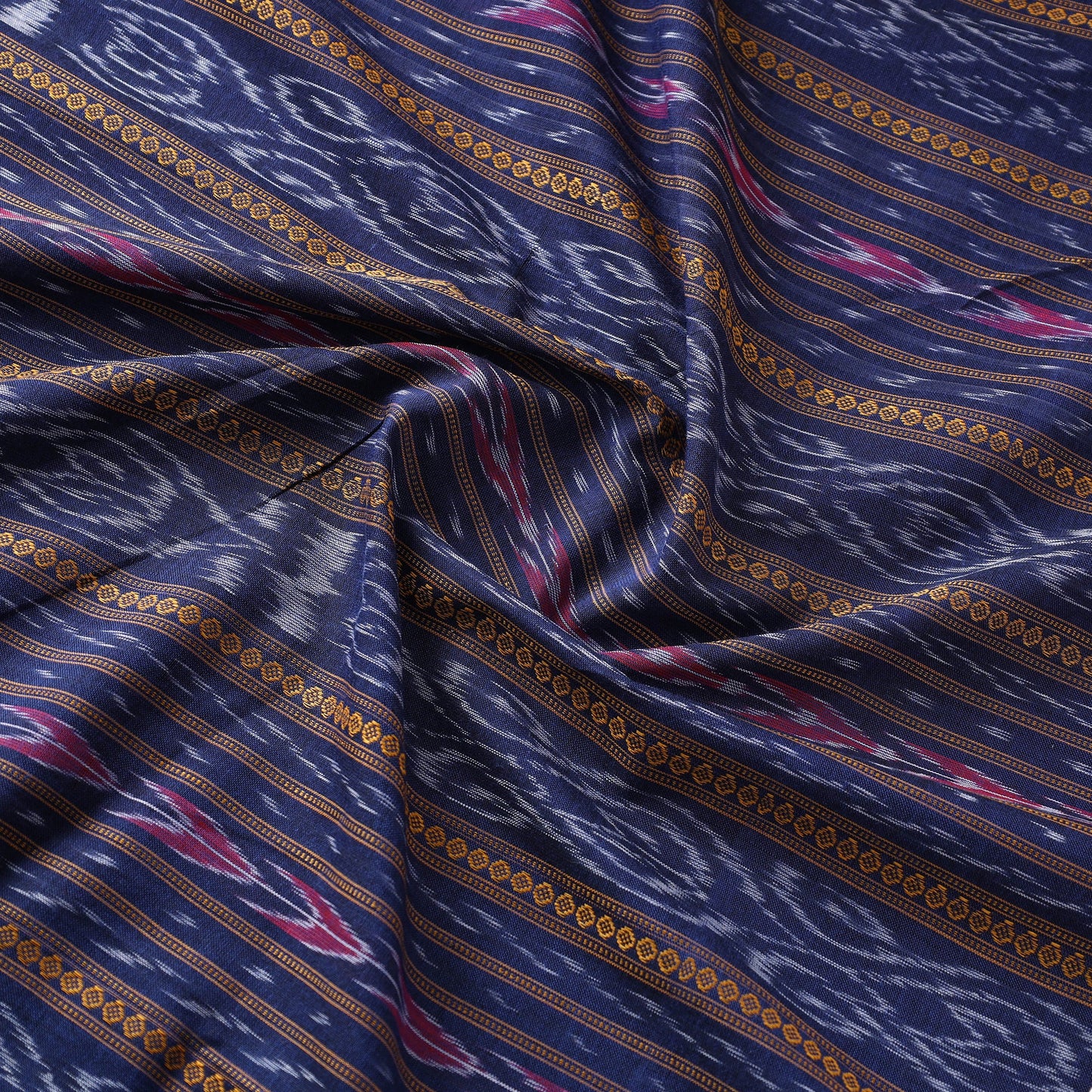 Blue - sambalpuri ikat weaving cotton fabric - handcrafted