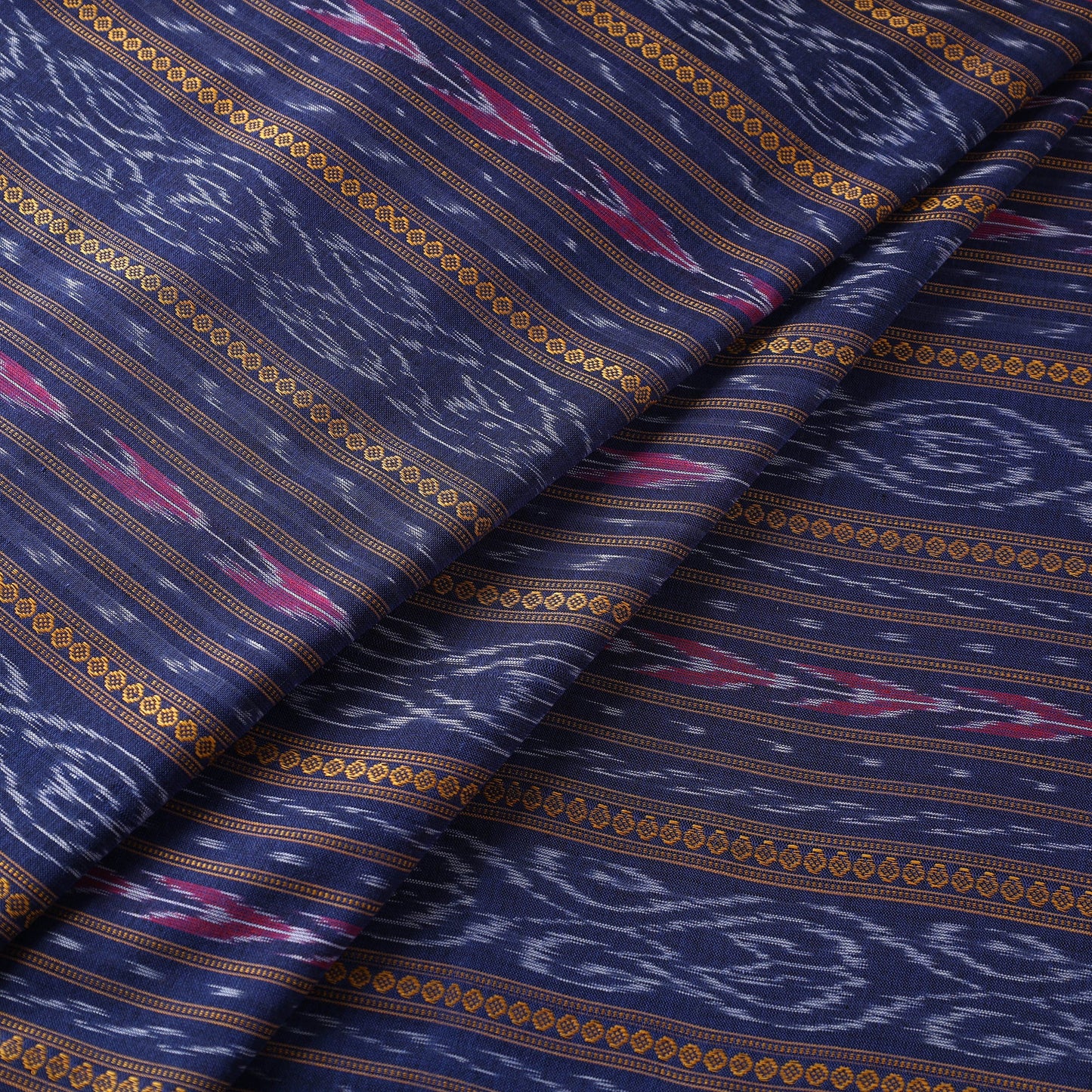 Blue - sambalpuri ikat weaving cotton fabric - handcrafted