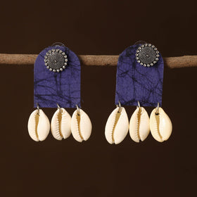 Blue - sana fabart shell work earrings - handcrafted