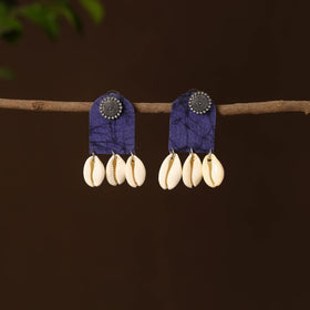 Blue - sana fabart shell work earrings - handcrafted