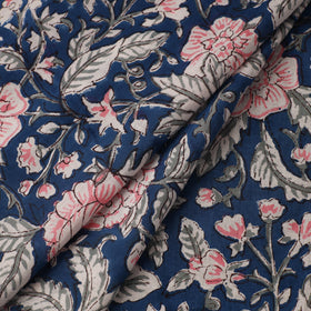 Blue - sanganeri cotton fabric 02 - handcrafted