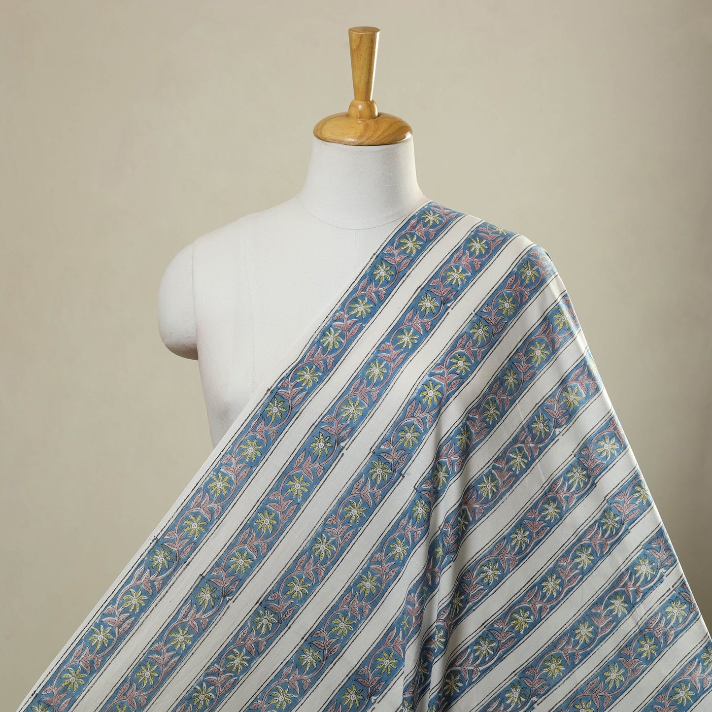  Blue Sanganeri Block Print Cotton Fabric