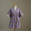 Blue Sanganeri Block Print Cotton Kaftan (Medium) 