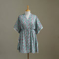 Blue Sanganeri Block Print Cotton Kaftan (Medium) 
