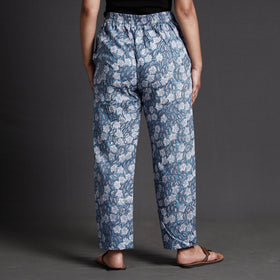 Blue  Sanganeri Block Printed Cotton Elasticated Palazzo