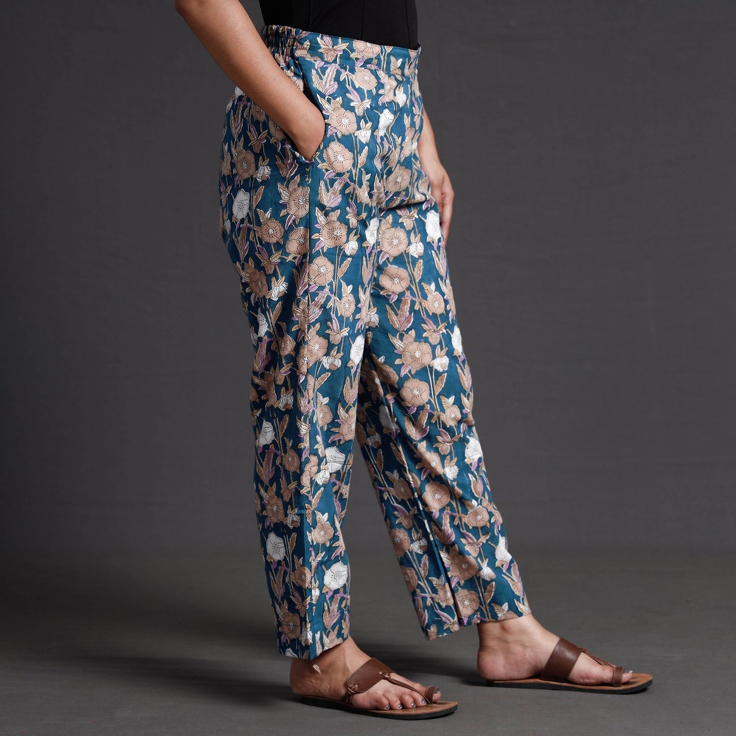 Buy Sanganeri Block Printed Cotton Elasticated Palazzo 
