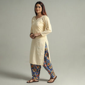 Blue - Sanganeri Block Printed Cotton Elasticated Salwar 03