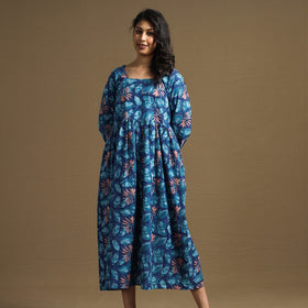 Buy Sanganeri Block Printed Cotton Flared Dress Online at iTokri.com