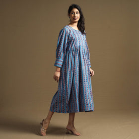 Buy Sanganeri Block Printed Cotton Flared Dress Online at iTokri.com