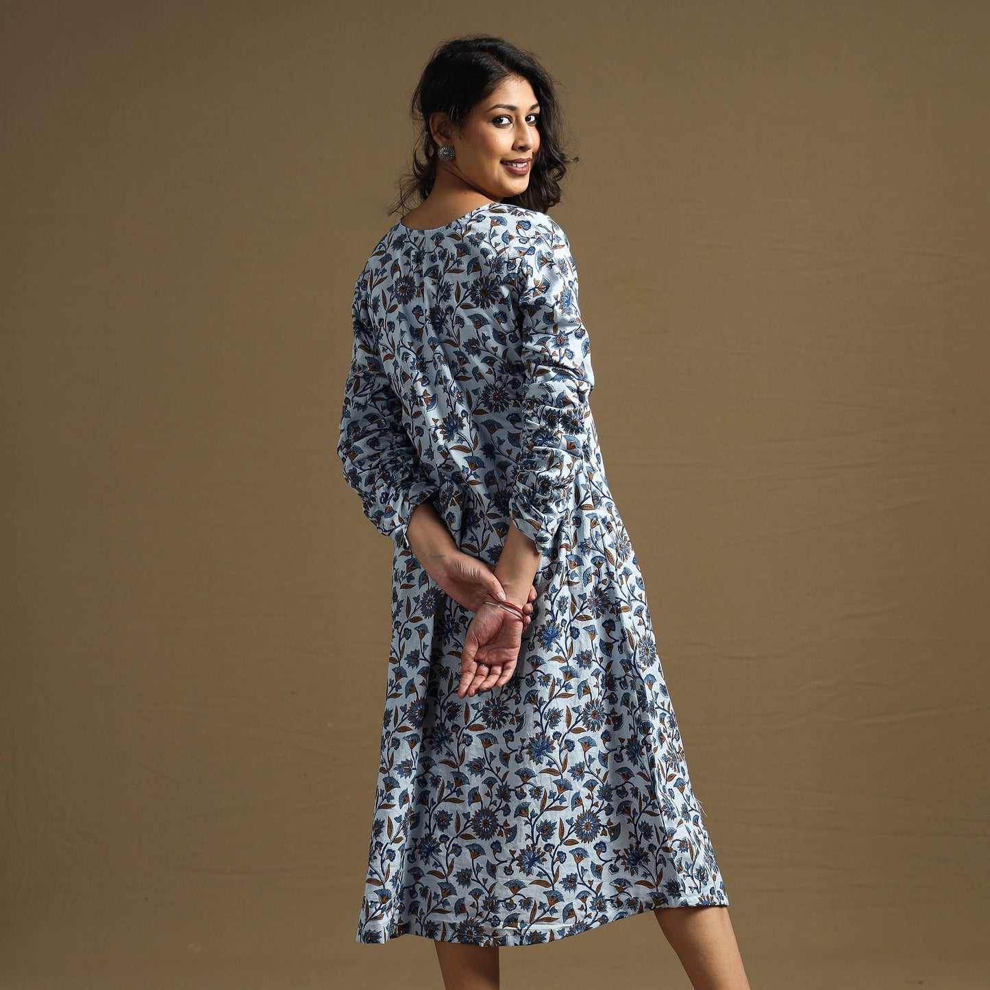 Buy Sanganeri Block Printed Cotton Flared Dress Online at iTokri.com