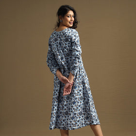 Buy Sanganeri Block Printed Cotton Flared Dress Online at iTokri.com
