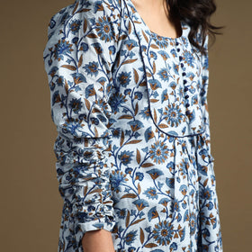 Buy Sanganeri Block Printed Cotton Flared Dress Online at iTokri.com