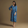 Buy Sanganeri Block Printed Cotton Flared Dress Online at iTokri.com