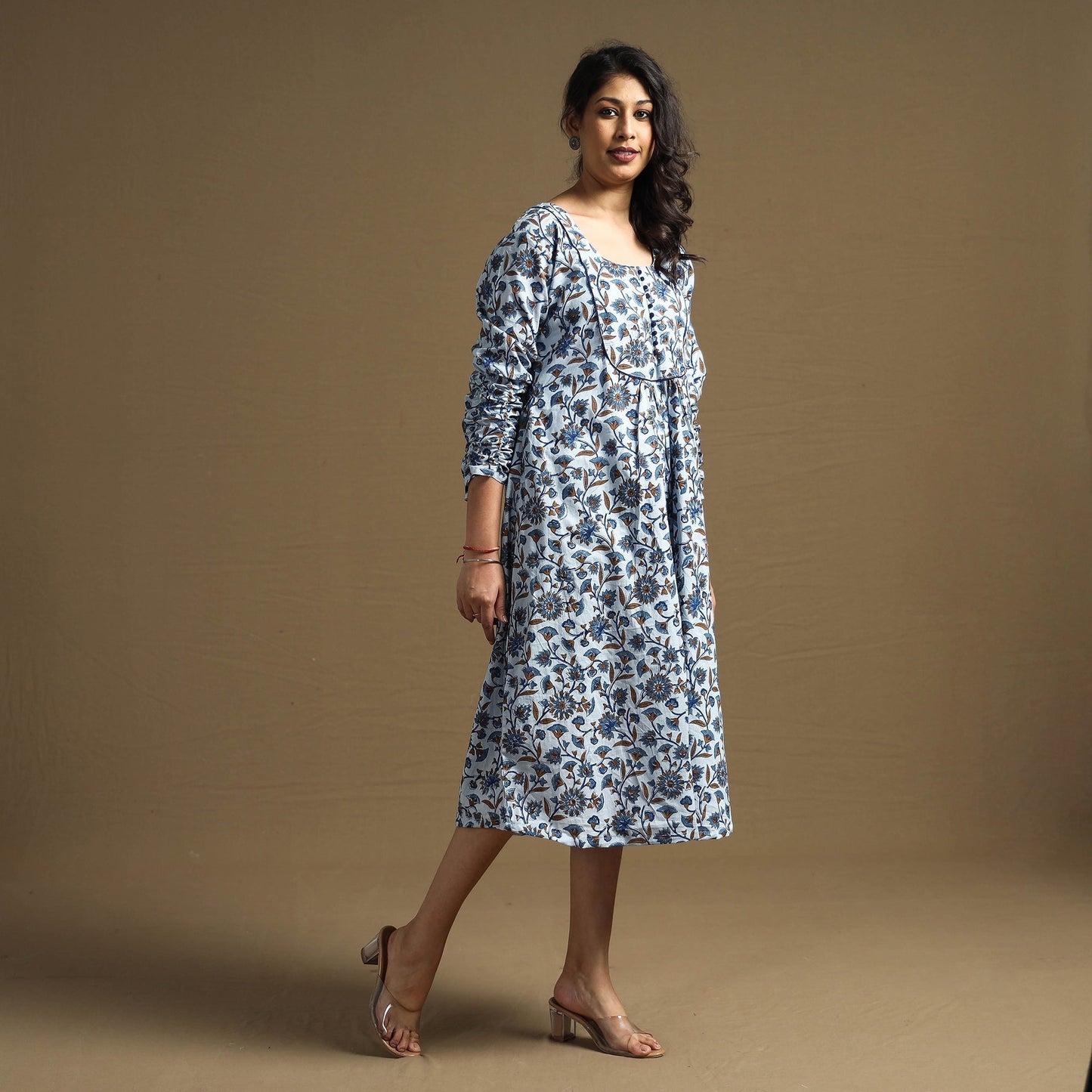 Buy Sanganeri Block Printed Cotton Flared Dress Online at iTokri.com