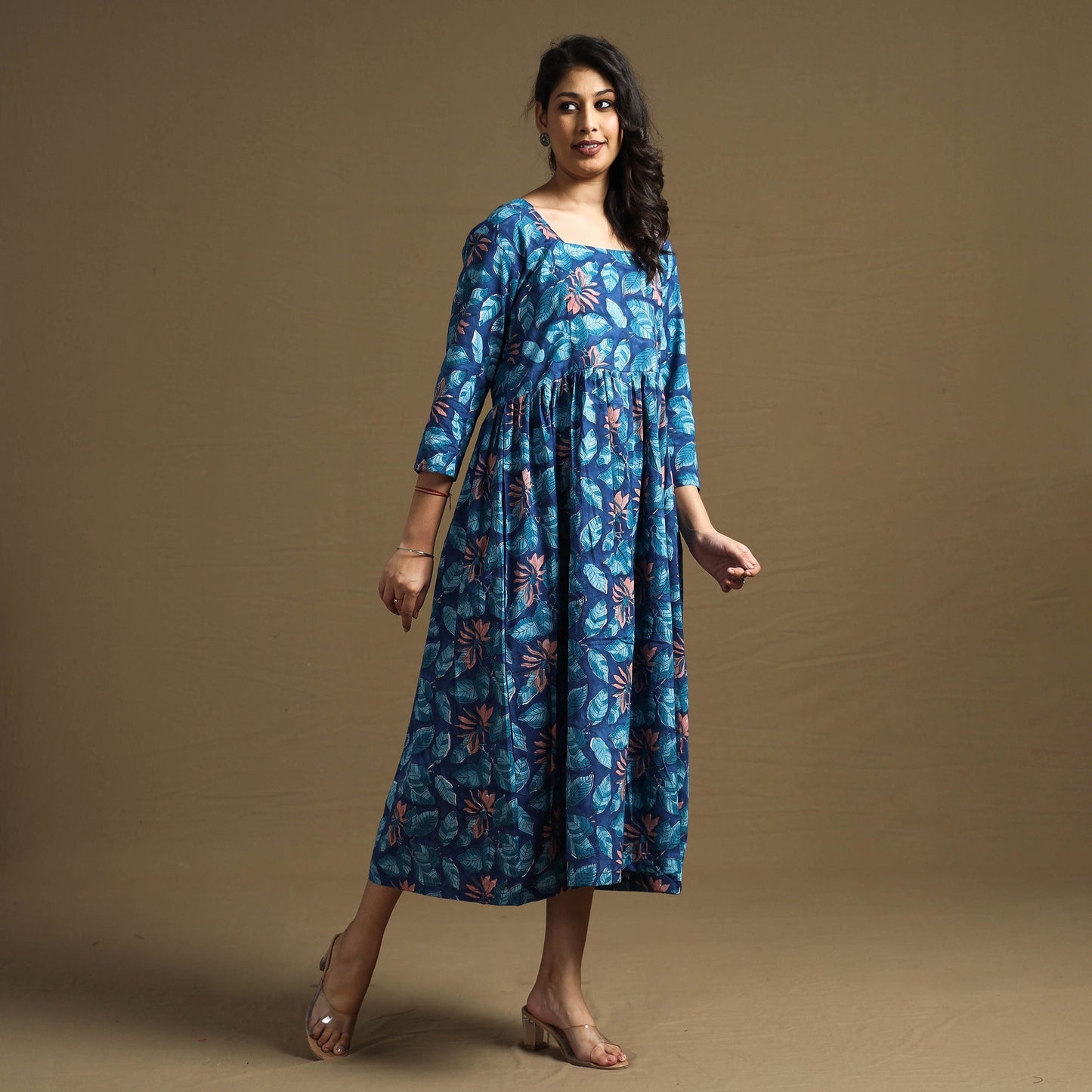 Buy Sanganeri Block Printed Cotton Flared Dress Online at iTokri.com
