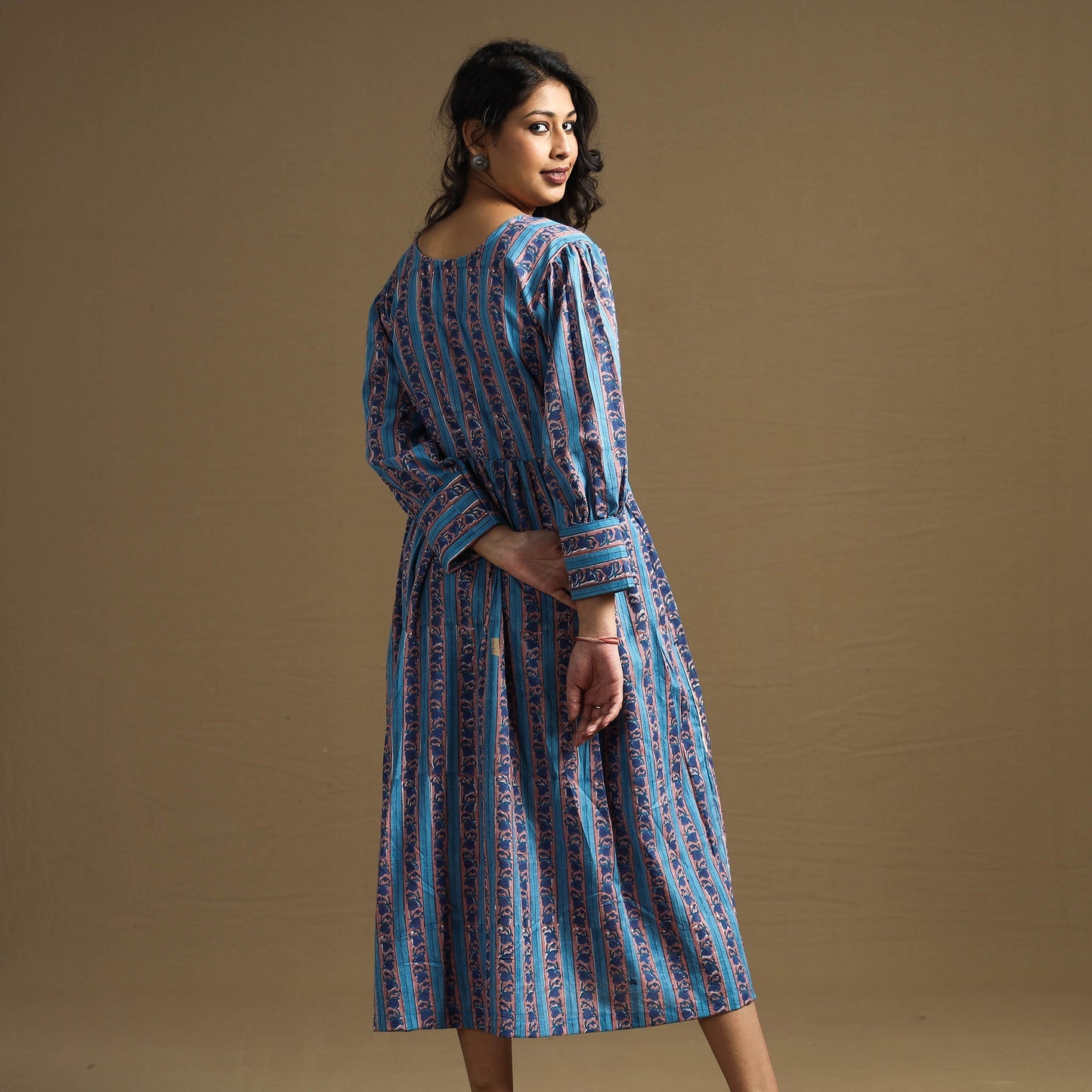 Buy Sanganeri Block Printed Cotton Flared Dress Online at iTokri.com