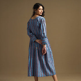 Buy Sanganeri Block Printed Cotton Flared Dress Online at iTokri.com