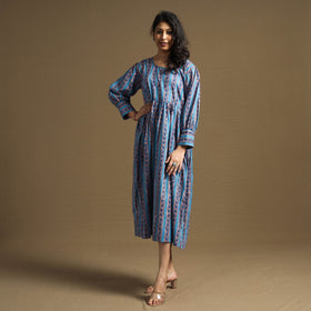 Buy Sanganeri Block Printed Cotton Flared Dress Online at iTokri.com