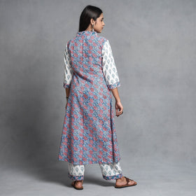  Sanganeri Block Printed Cotton Kurta with Palazzo & Dupatta Set 