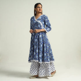 Buy Sanganeri Block Printed Cotton Kurta with Sharara Set Online at iTokri.com