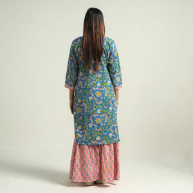 Buy Sanganeri Block Printed Cotton Kurta with Sharara Set Online at iTokri.com