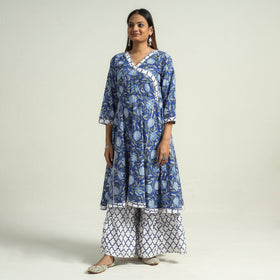 Buy Sanganeri Block Printed Cotton Kurta with Sharara Set Online at iTokri.com