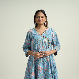 Sanganeri block printed cotton kurta with sharara set