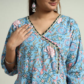 Sanganeri block printed cotton kurta with sharara set