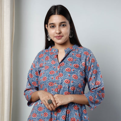 Buy Sanganeri Block Printed Cotton Long Kurta Online l iTokri.com