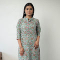 Buy Blue Sanganeri Block Printed Cotton Long Kurta Online