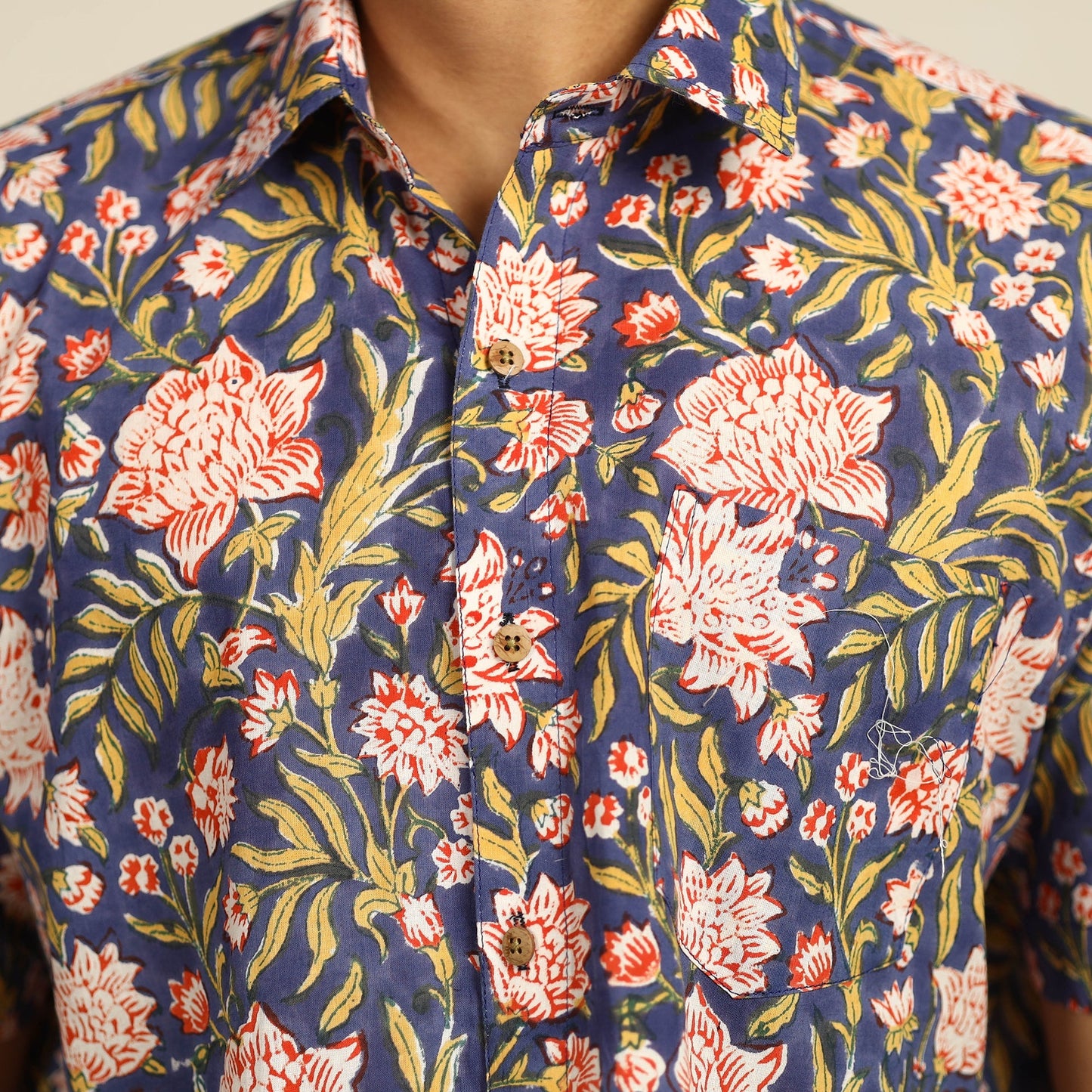 Buy Sanganeri Block Printed Cotton Men Half Sleeve Shirt 107Online at iTokri.com