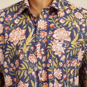 Buy Sanganeri Block Printed Cotton Men Half Sleeve Shirt 107Online at iTokri.com