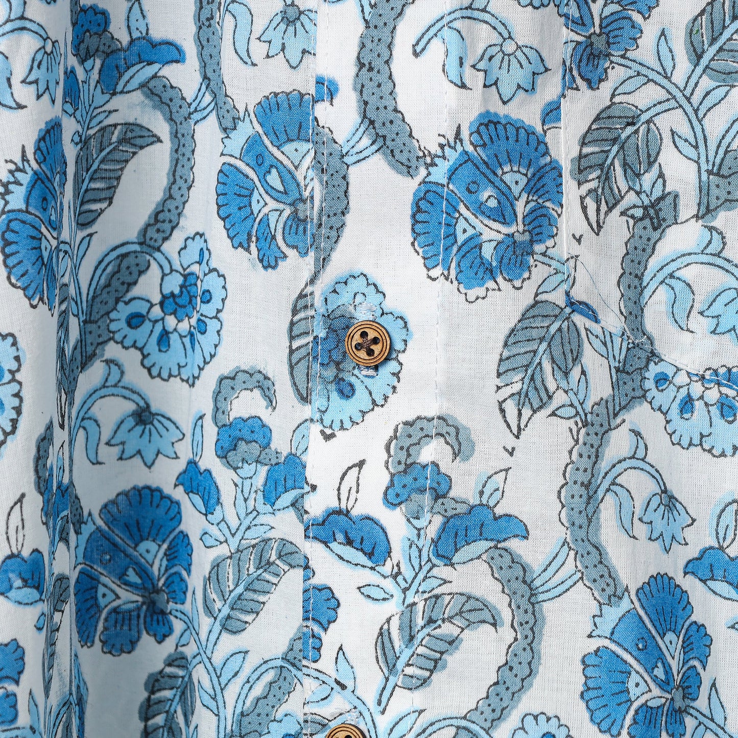 Blue - sanganeri block printed cotton men half sleeve shirt