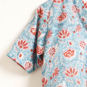 Blue Ajrakh Block Printed Cotton Night Suit Set 