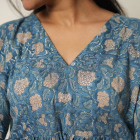 Blue - sanganeri block printed cotton co-ord set 08